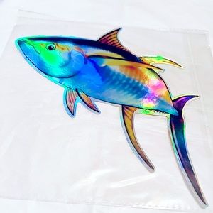 Yellowfin Tuna Fishing Holographic Sport Big Catch Decal Sticker WaterProof